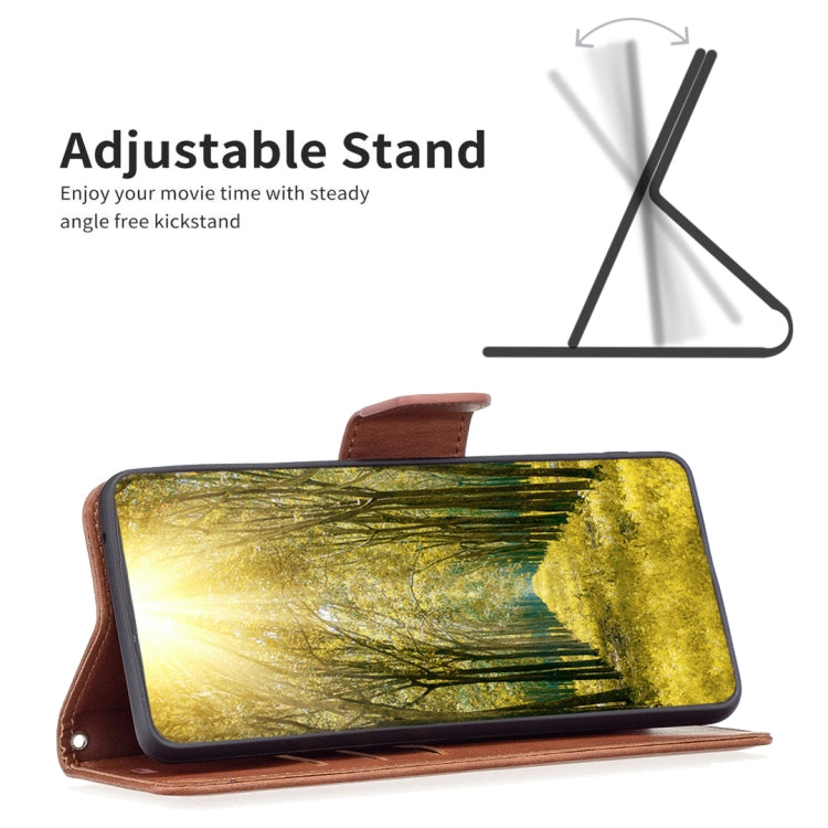 Para Samsung Galaxy M14 5G Funda de cuero con textura de piel de cordero (marrón)