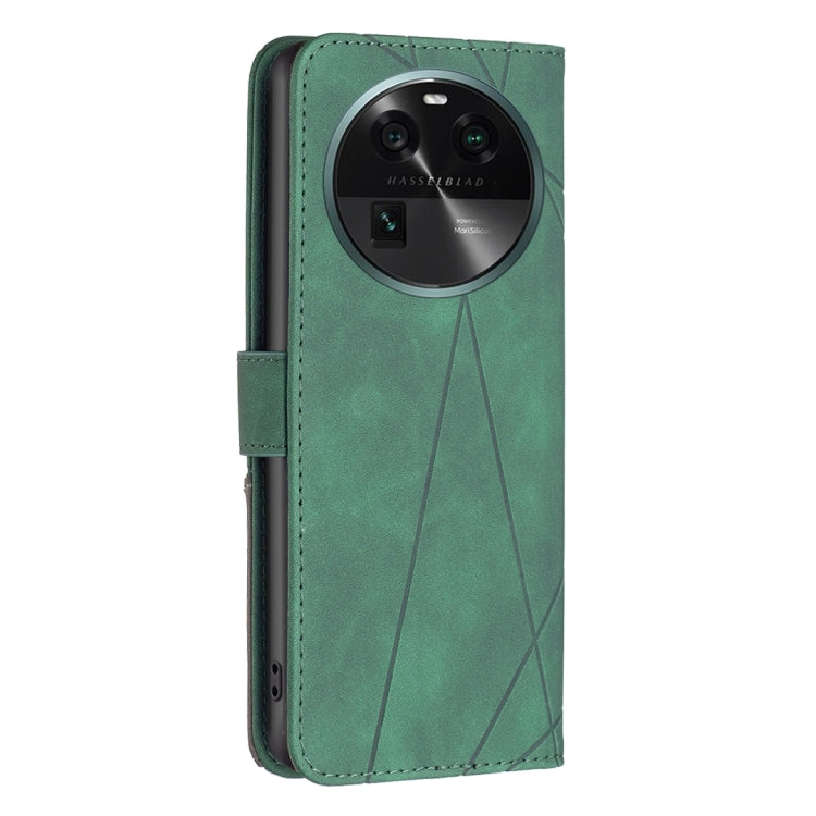 Para OPPO Find X6 5G Hebilla magnética Rombo Textura Funda de cuero para teléfono (Verde)
