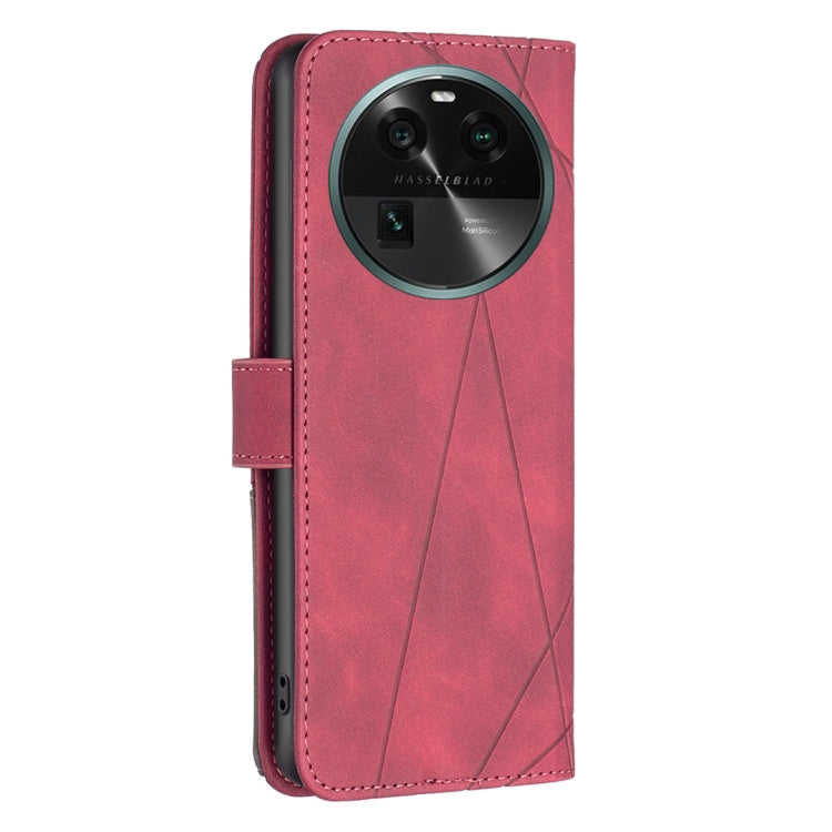 Para OPPO Find X6 5G Hebilla magnética Rombo Textura Funda de cuero para teléfono (Rojo)