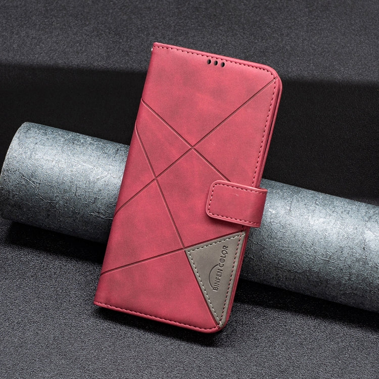Para OPPO Find X6 5G Hebilla magnética Rombo Textura Funda de cuero para teléfono (Rojo)