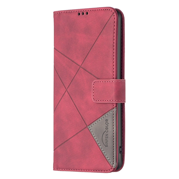 Para Samsung Galaxy A24 4G Hebilla magnética Rombo Textura Funda de cuero para teléfono (Rojo)