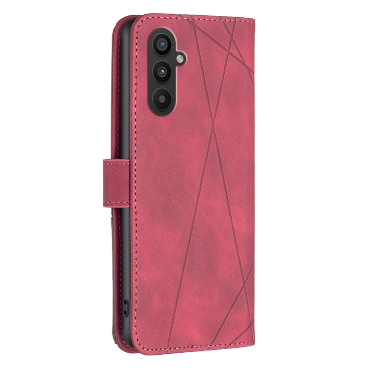 Para Samsung Galaxy A24 4G Hebilla magnética Rombo Textura Funda de cuero para teléfono (Rojo)