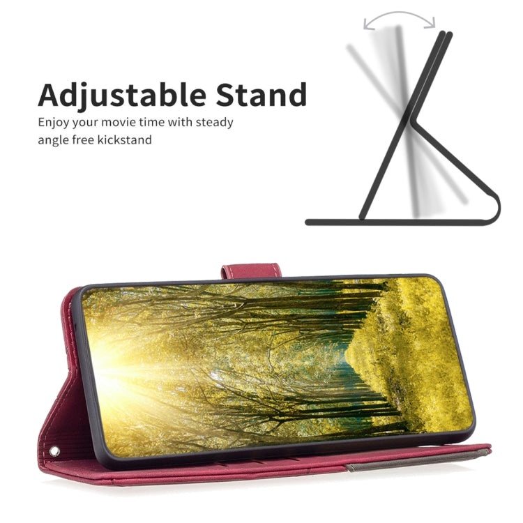 Para Samsung Galaxy A24 4G Hebilla magnética Rombo Textura Funda de cuero para teléfono (Rojo)