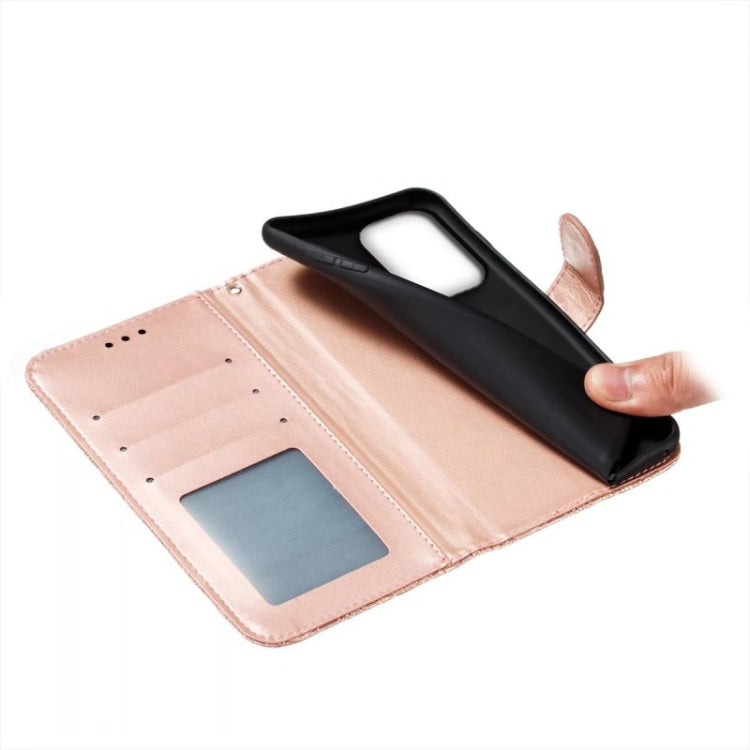 Para Samsung Galaxy A24 5G Flor de encaje en relieve Flip Funda de cuero para teléfono (Oro rosa)
