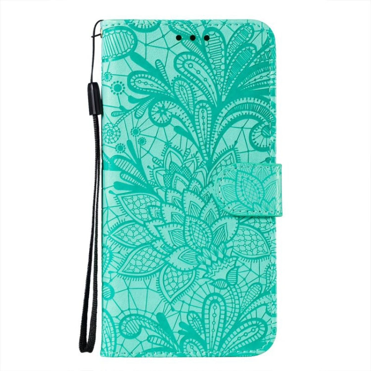 Para Samsung Galaxy A24 5G Flor de encaje en relieve Flip Funda de cuero para teléfono (Verde)