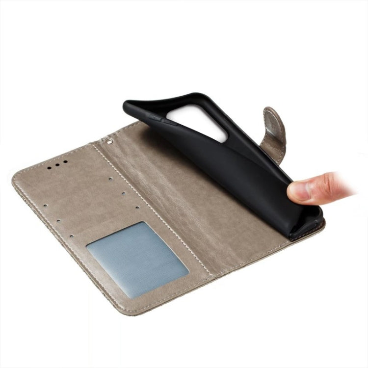 Para Samsung Galaxy A34 5G Flor de encaje en relieve Flip Funda de cuero para teléfono (Gris)