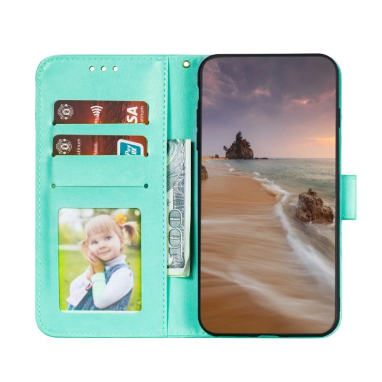 Para Samsung Galaxy A54 5G Flor de encaje en relieve Flip Funda de cuero para teléfono (Verde)
