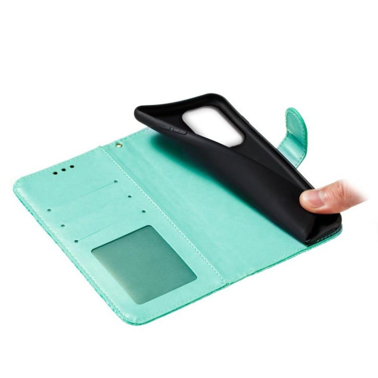 Para Samsung Galaxy A54 5G Flor de encaje en relieve Flip Funda de cuero para teléfono (Verde)