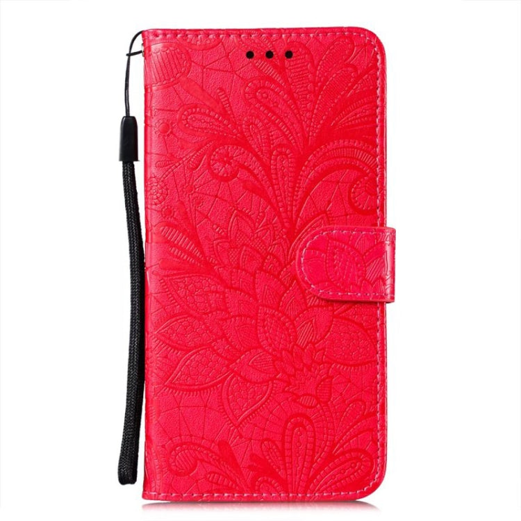 Para Samsung Galaxy A54 5G Lace Flower Relieve Flip Funda de cuero para teléfono (Rojo)