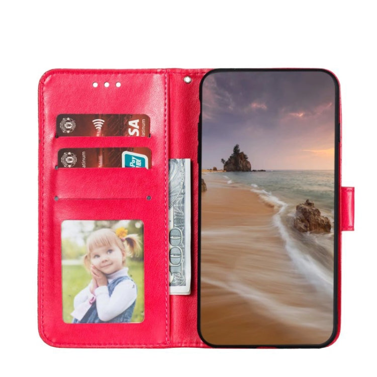 Para Samsung Galaxy A54 5G Lace Flower Relieve Flip Funda de cuero para teléfono (Rojo)