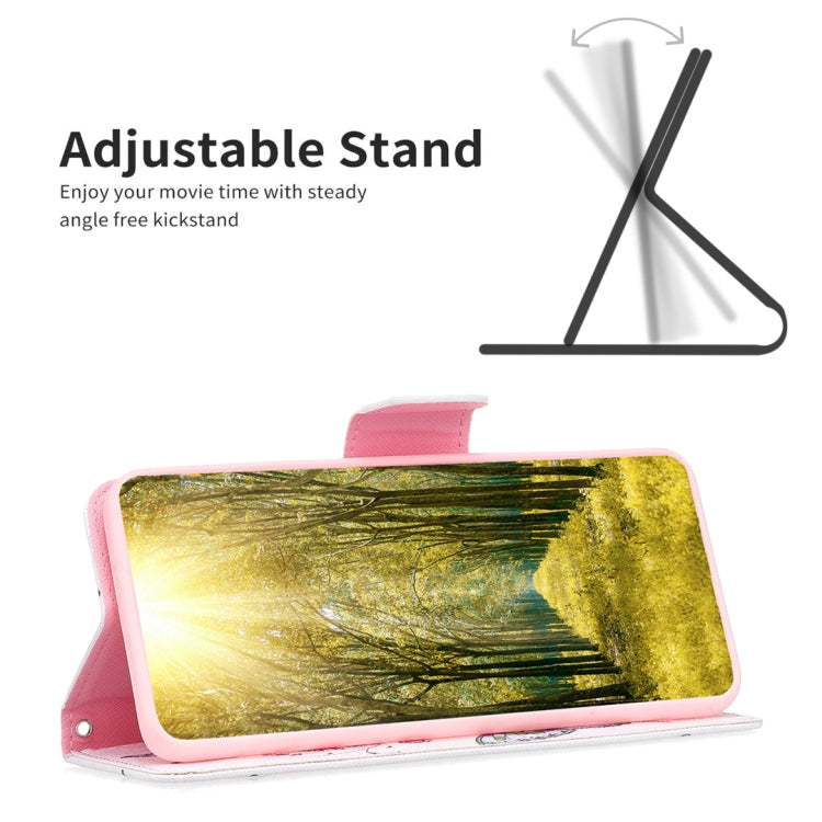 Para Samsung Galaxy A24 4G Estuche de teléfono de cuero con dibujo coloreado (mariposa de flor de durazno)