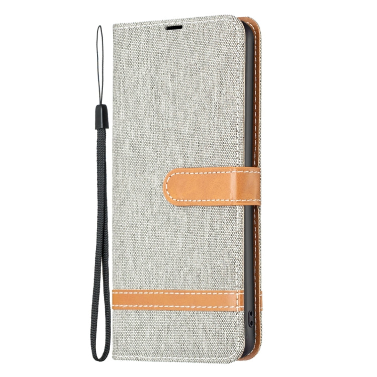 Para Nokia G22 Color Block Denim Texture Leather Phone Case (Gris)