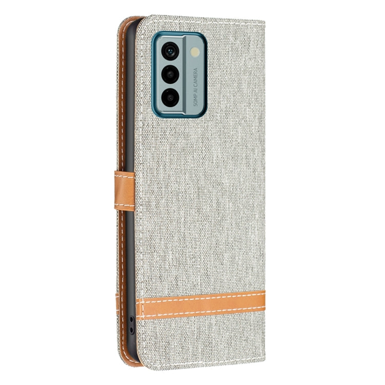 Para Nokia G22 Color Block Denim Texture Leather Phone Case (Gris)