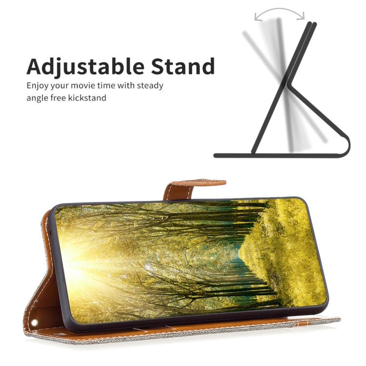 Para Nokia G22 Color Block Denim Texture Leather Phone Case (Gris)