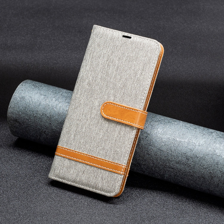 Para Nokia G22 Color Block Denim Texture Leather Phone Case (Gris)