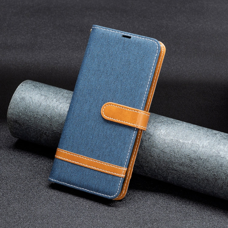 Para Nokia G22 Color Block Denim Texture Leather Phone Case (Azul oscuro)