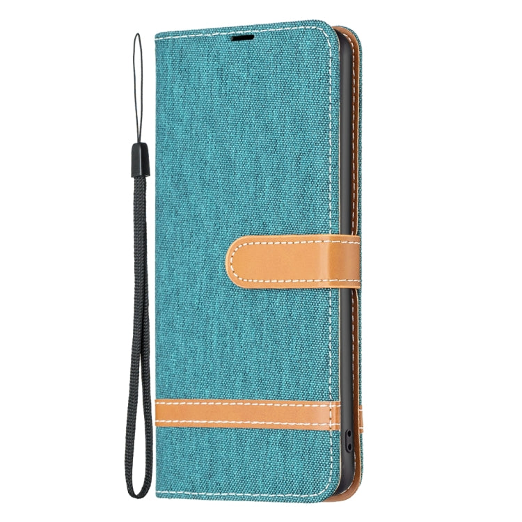 Para Nokia G22 Color Block Denim Texture Leather Phone Case (Verde)