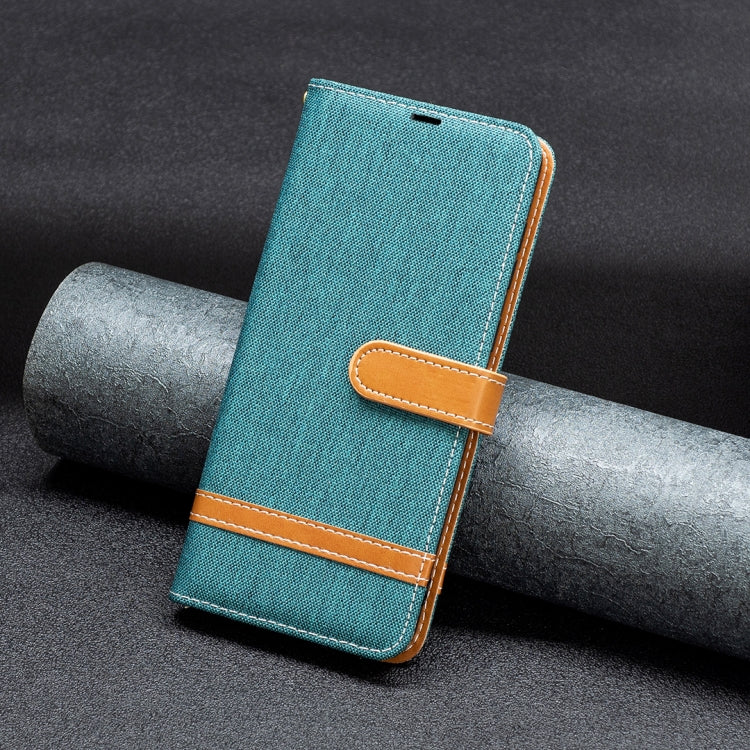 Para Nokia G22 Color Block Denim Texture Leather Phone Case (Verde)