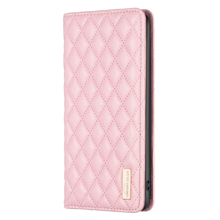 Para Samsung Galaxy A24 4G Diamond Lattice Magnetic Leather Flip Phone Case (Rosa)
