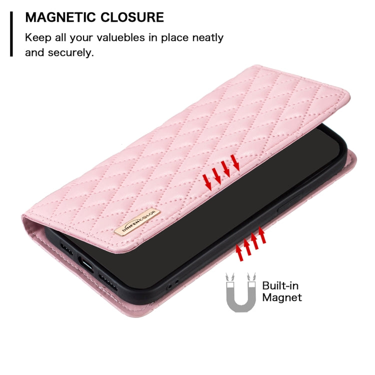 Para Samsung Galaxy A24 4G Diamond Lattice Magnetic Leather Flip Phone Case (Rosa)