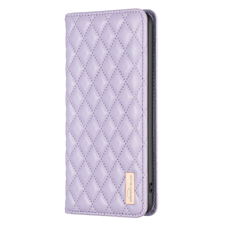 Para Samsung Galaxy M14 5G Diamond Lattice Magnetic Leather Flip Phone Case (Púrpura)