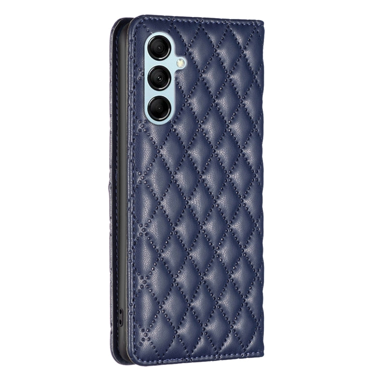 Para Samsung Galaxy M14 5G Diamond Lattice Magnetic Leather Flip Phone Case (Azul)