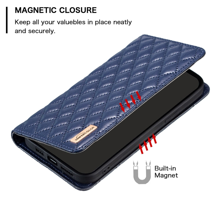 Para Samsung Galaxy M14 5G Diamond Lattice Magnetic Leather Flip Phone Case (Azul)