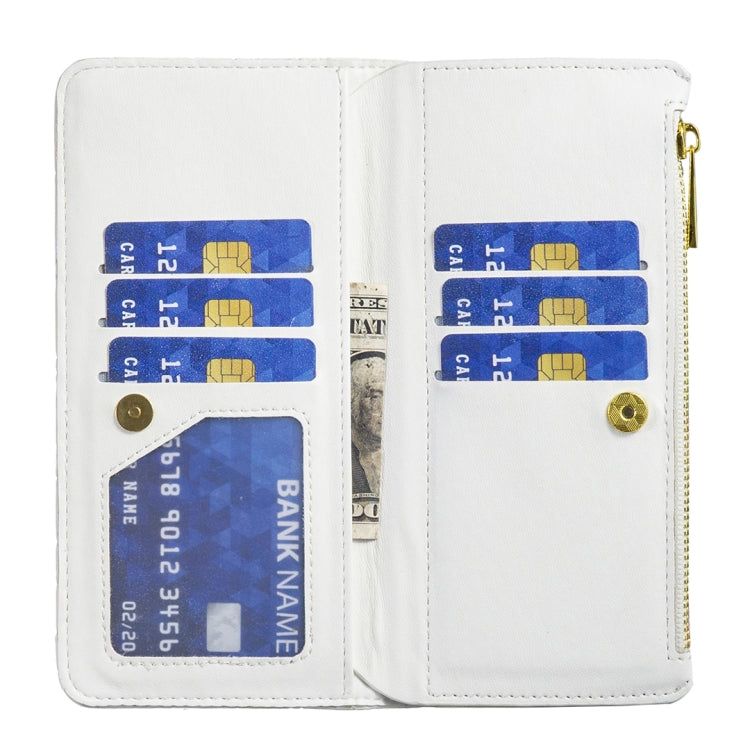 Para Samsung Galaxy A24 4G Diamond Lattice Zipper Wallet Funda de cuero con tapa para teléfono (Blanco)
