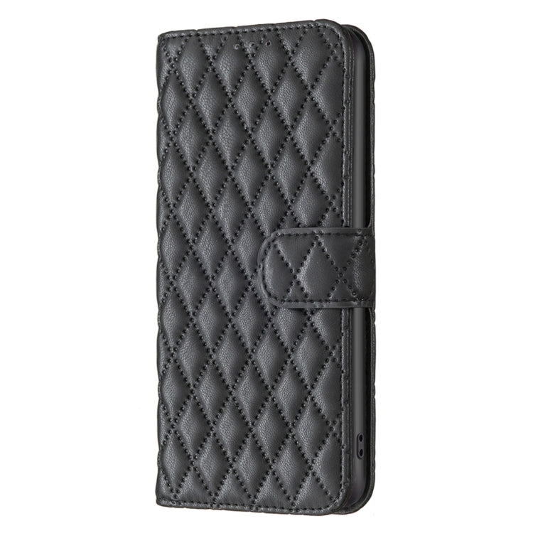 Para Samsung Galaxy M14 5G Diamond Lattice Wallet Funda de cuero con tapa para teléfono (Negro)
