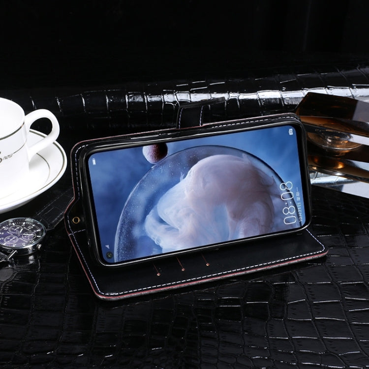 Para Huawei Nova 5Z idewei Funda de cuero con tapa horizontal con textura de cocodrilo con soporte, ranuras para tarjetas y billetera (negro)