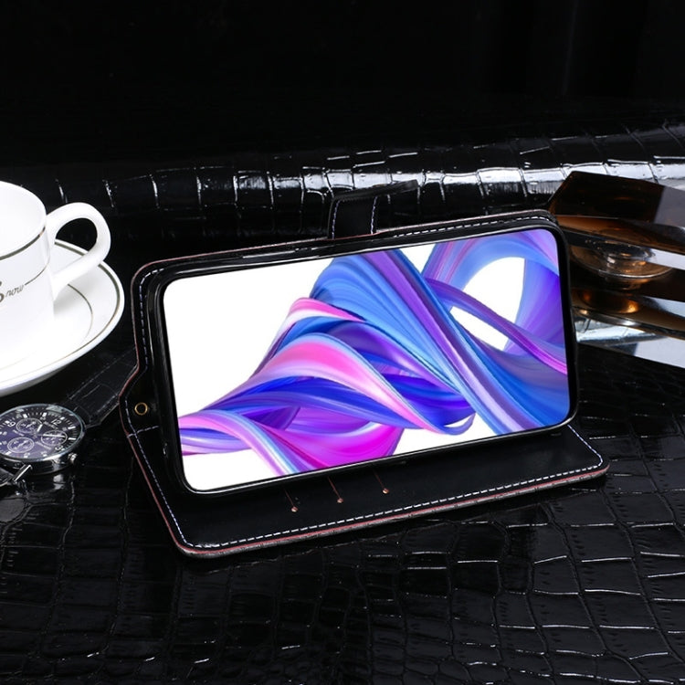 Para Huawei Y9S idewei Funda de cuero con tapa horizontal con textura de cocodrilo con soporte, ranuras para tarjetas y billetera (negro)