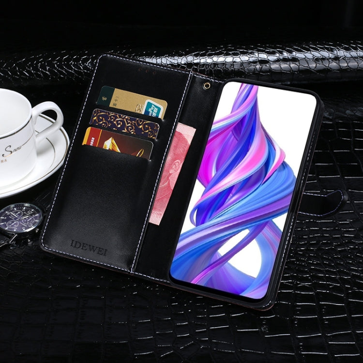 Para Huawei Y9S idewei Funda de cuero con tapa horizontal con textura de cocodrilo con soporte, ranuras para tarjetas y billetera (negro)