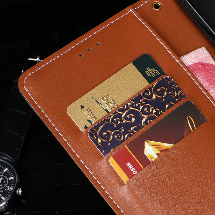 Funda de cuero con tapa horizontal con textura de cocodrilo idewei para Huawei V30 Pro con soporte, ranuras para tarjetas y billetera (negro)