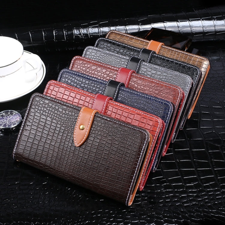 Funda de cuero con tapa horizontal con textura de cocodrilo idewei para Huawei V30 Pro con soporte, ranuras para tarjetas y billetera (negro)