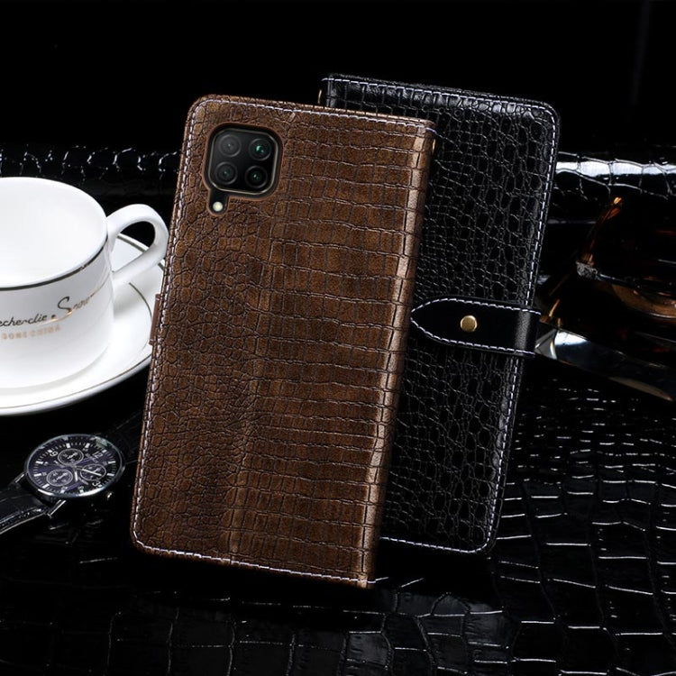 Para Huawei Nova 6 SE idewei Funda de cuero con tapa horizontal con textura de cocodrilo con soporte, ranuras para tarjetas y billetera (azul oscuro)