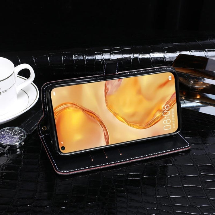Para Huawei Nova 6 SE idewei Funda de cuero con tapa horizontal con textura de cocodrilo con soporte, ranuras para tarjetas y billetera (azul oscuro)