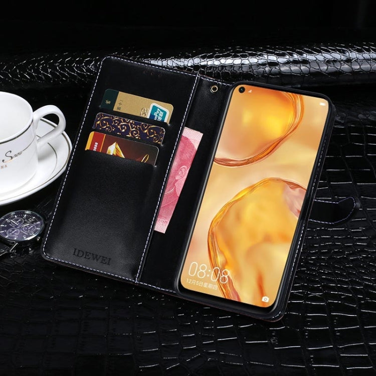 Para Huawei Nova 6 SE idewei Funda de cuero con tapa horizontal con textura de cocodrilo con soporte, ranuras para tarjetas y billetera (azul oscuro)