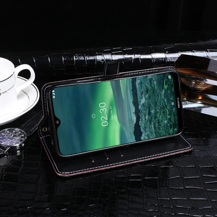 Para Nokia 2.3 idewei Funda de cuero con tapa horizontal con textura de cocodrilo con soporte, ranuras para tarjetas y billetera (negro)