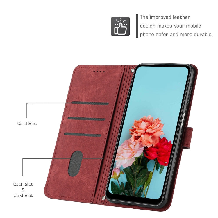 Funda de Cuero para Sony Xperia Ace Iii con Cordón y Patrón Rayas (Rojo)