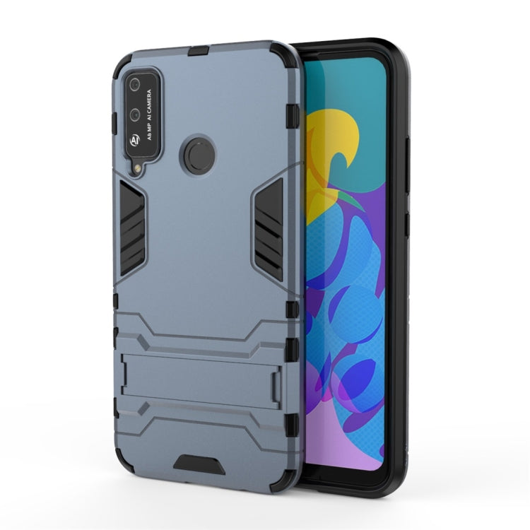 Para Huawei Honor Play 4T PC + TPU Funda protectora a prueba de golpes con soporte invisible (azul marino)