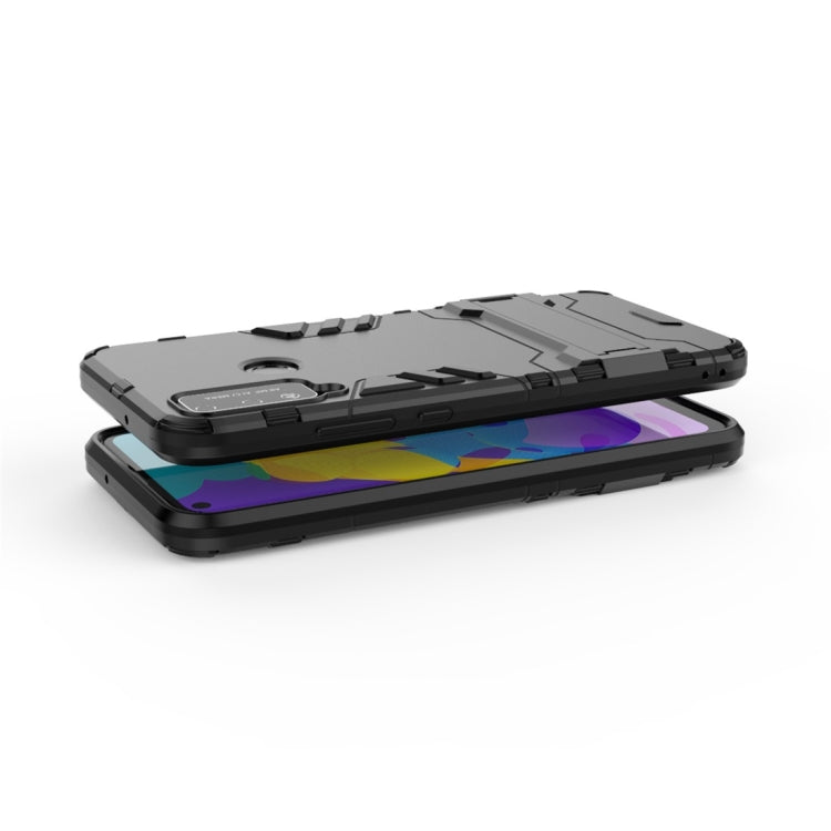 Para Huawei Honor Play 4T PC + TPU Funda protectora a prueba de golpes con soporte invisible (azul marino)