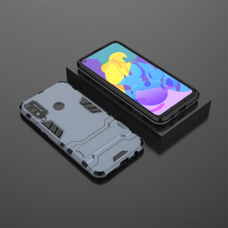 Para Huawei Honor Play 4T PC + TPU Funda protectora a prueba de golpes con soporte invisible (azul marino)