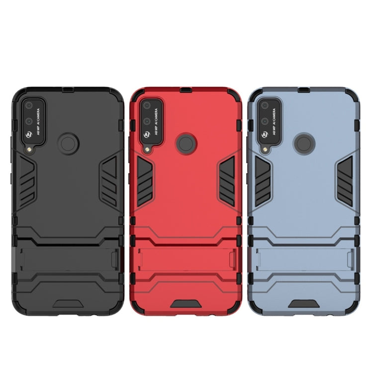 Para Huawei Honor Play 4T PC + TPU Funda protectora a prueba de golpes con soporte invisible (azul marino)