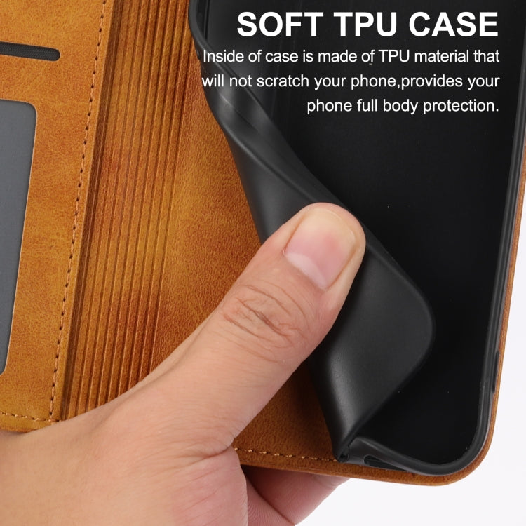 Funda de Cuero Magnética para Sony Xperia 1 V 5G Cubic Grid Textura de Becerro (Amarillo)