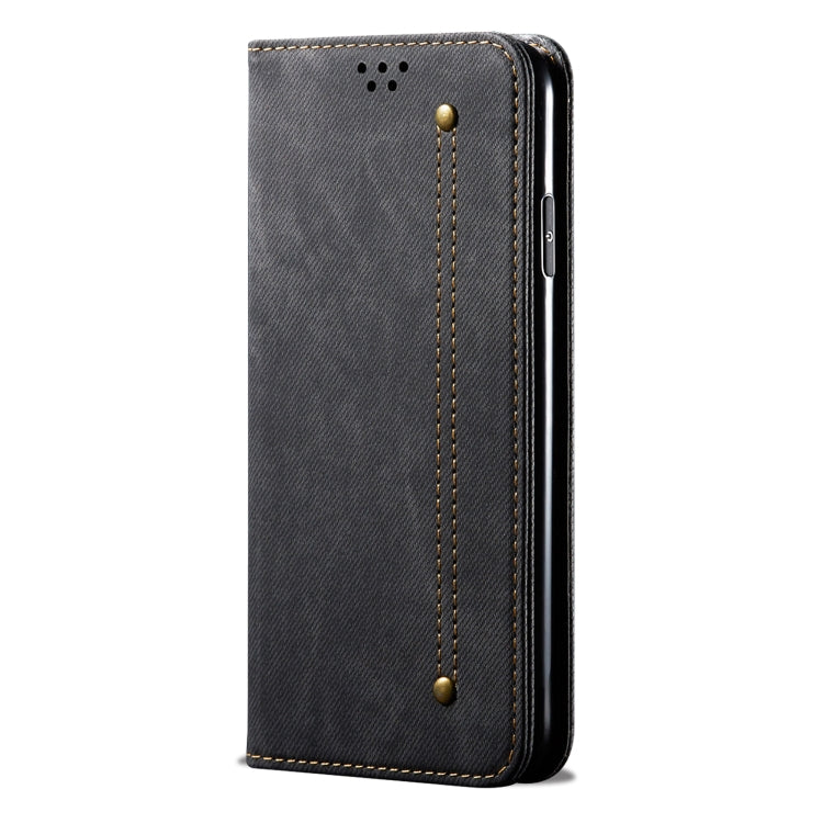Funda de Cuero con Textura Vaquera para Huawei P60 y P60 Pro (Negro)