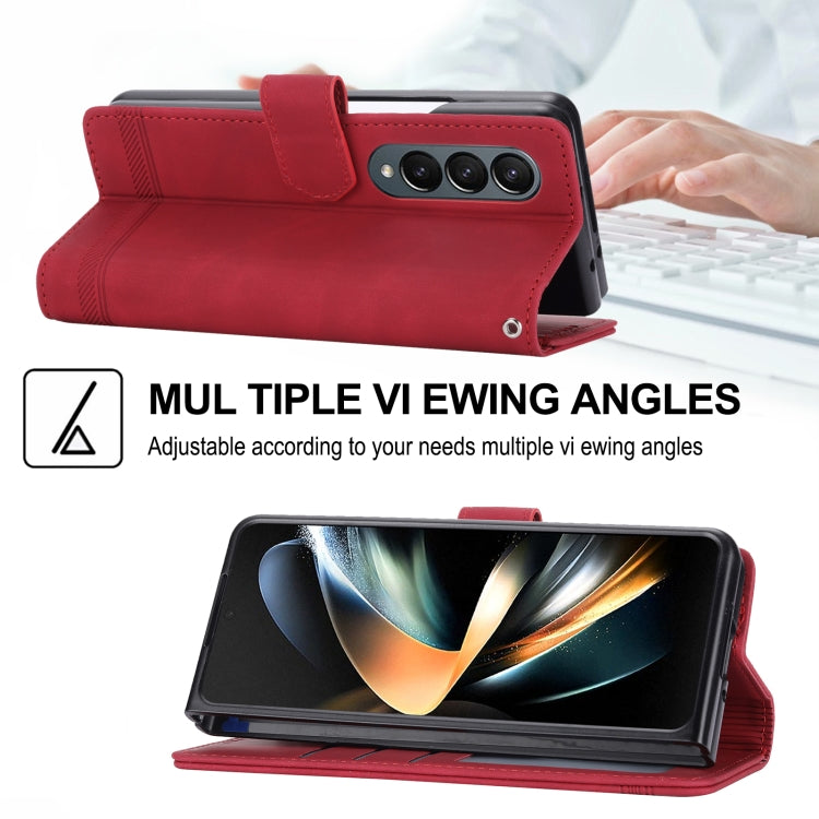 Para Samsung Galaxy Z Fold4 5G Dierfeng Dream Line TPU + PU Funda de cuero para teléfono (Rojo)
