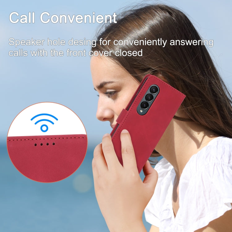 Para Samsung Galaxy Z Fold4 5G Dierfeng Dream Line TPU + PU Funda de cuero para teléfono (Rojo)