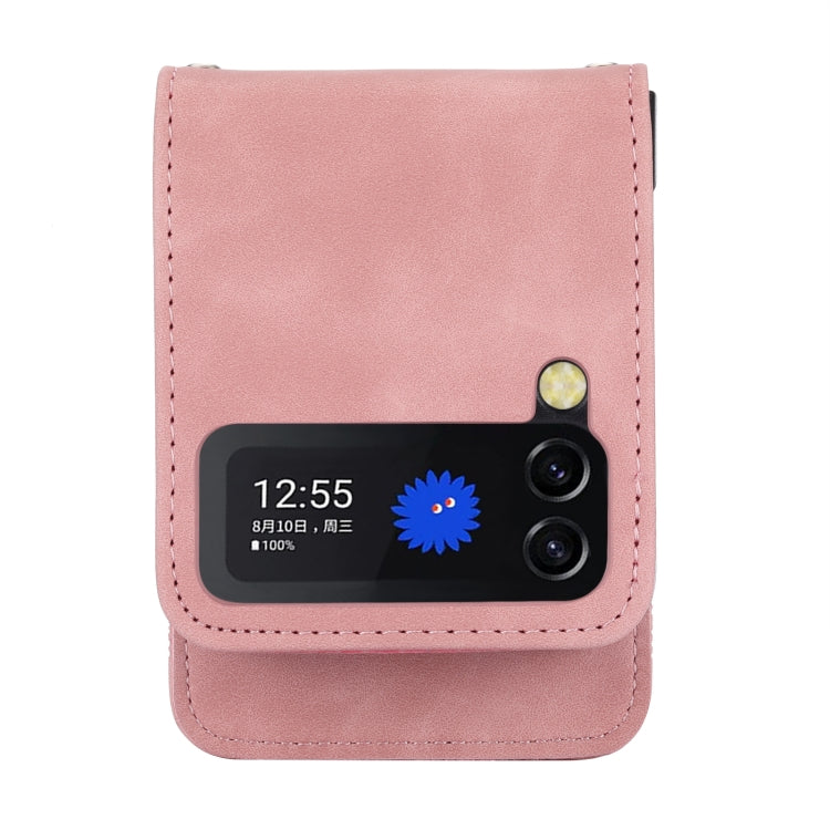 Para Samsung Galaxy Z Flip3 5G Dierfeng Dream Line TPU + PU Funda de cuero para teléfono (rosa)