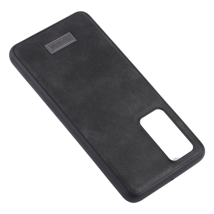 Para Huawei P40 SULADA TPU a prueba de golpes + Funda protectora de cuero hecha a mano (Negro)