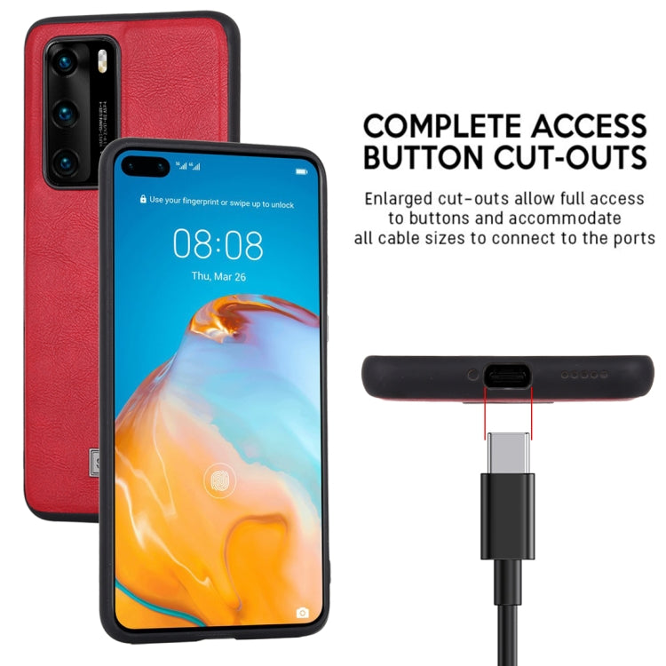 Para Huawei P40 SULADA TPU a prueba de golpes + Funda protectora de cuero hecha a mano (Negro)